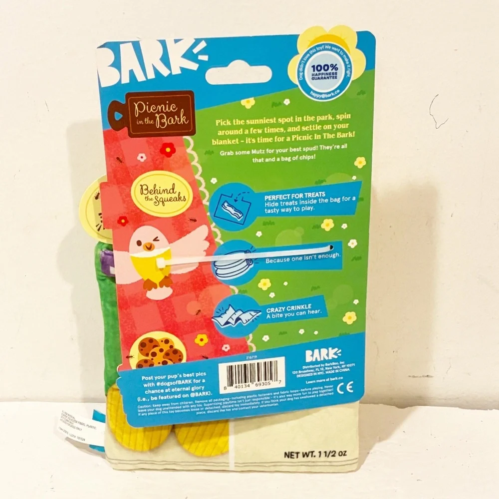 Bark Dog Toy Picnic in the Bark XS-S‎ Mutz Squeaky NEW